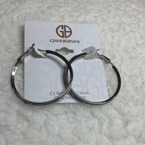 Giani Bernini Sterling Silver Zirconia Hoops - Picture 1 of 5